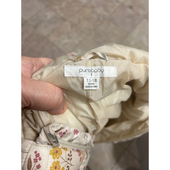 Purebaby Quilted Floral Grow Suit Snowsuit 12–18 Months Hooded Cozy Cottagecore - Picture 4 of 7